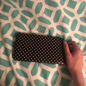 Black polka dot wallet